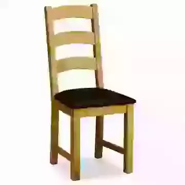 Oak Ladder Back Dining Chair with brown PU (sold in pairs only)